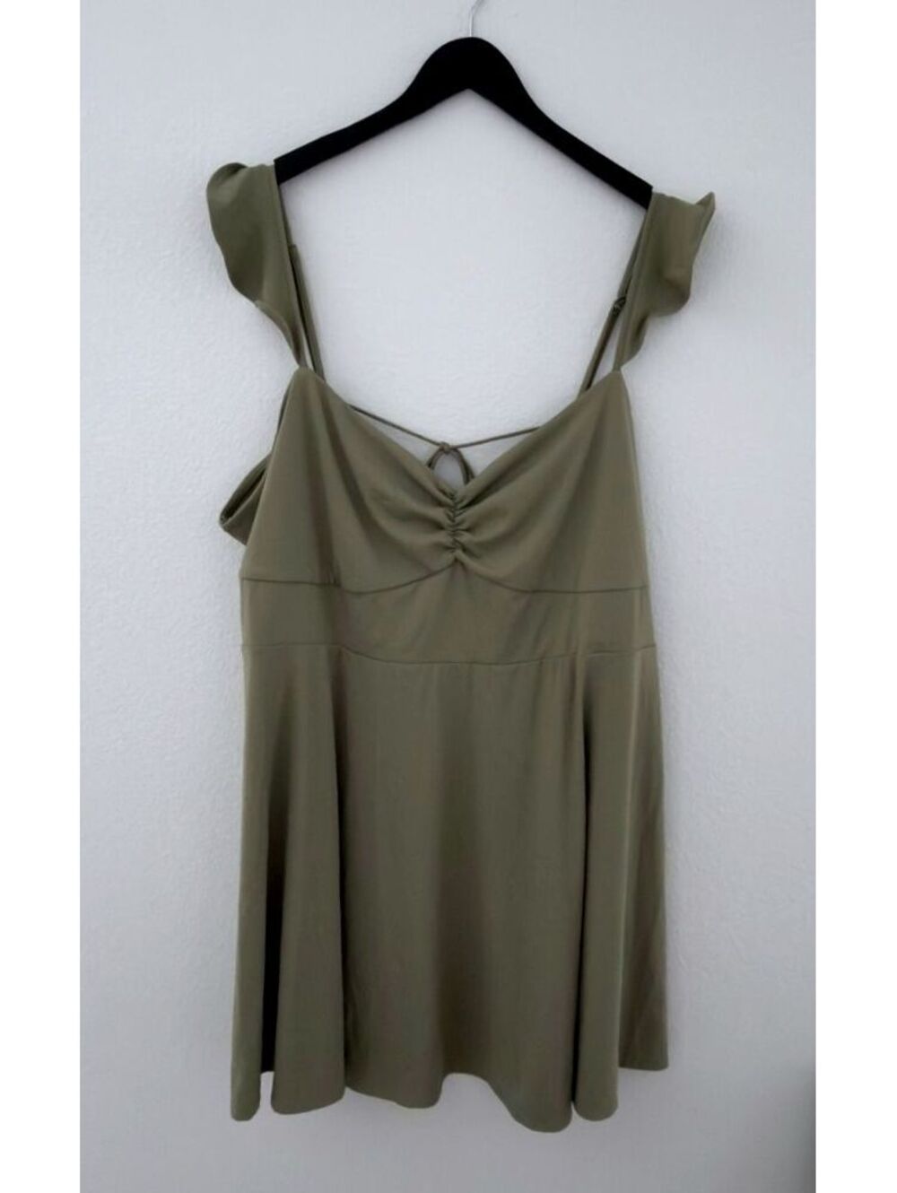 Wild Fable Olive Green Ruffle Flutter Sleeve Mini A-Line Dress Women Size 3X